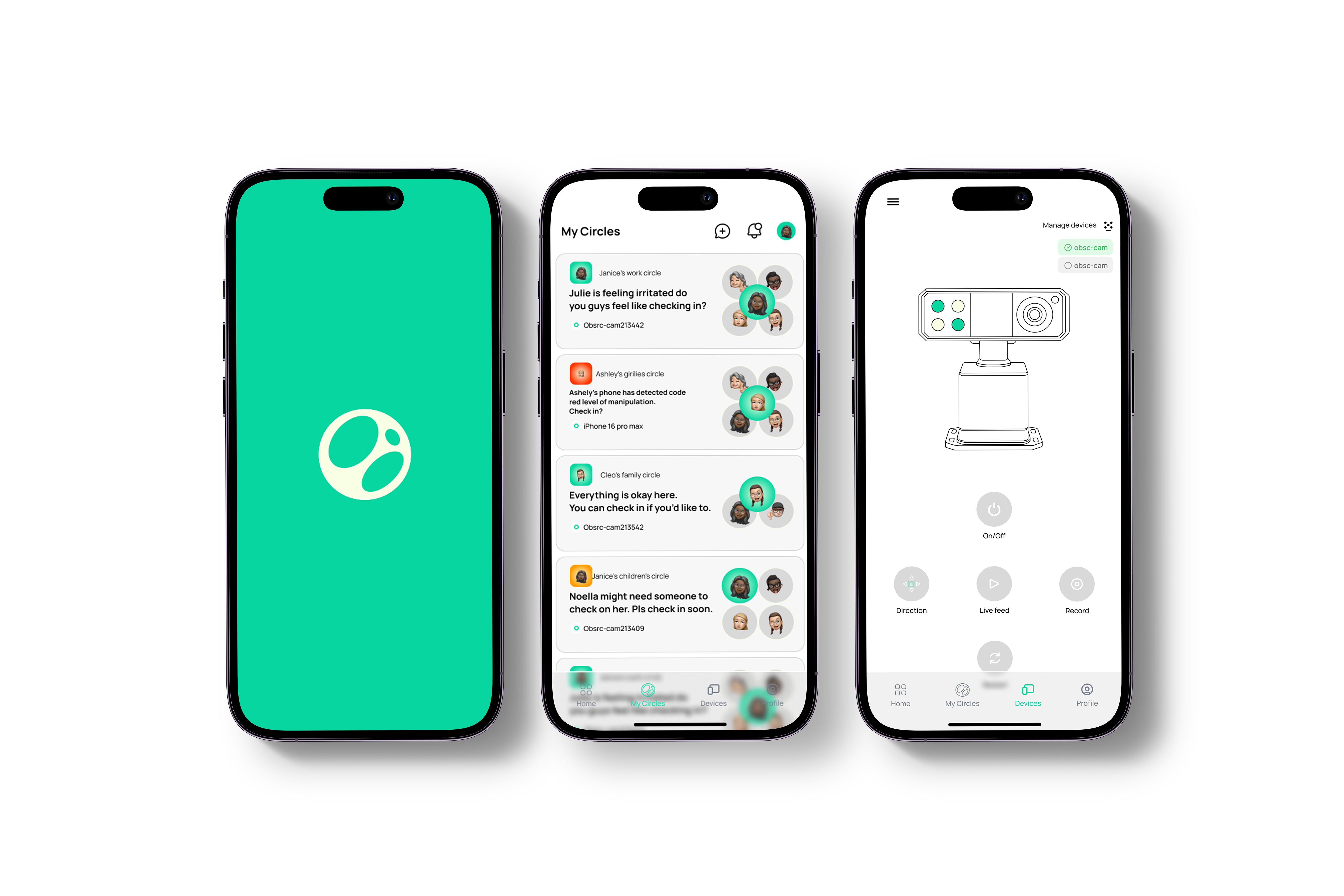 Obserc App Interface on Phones